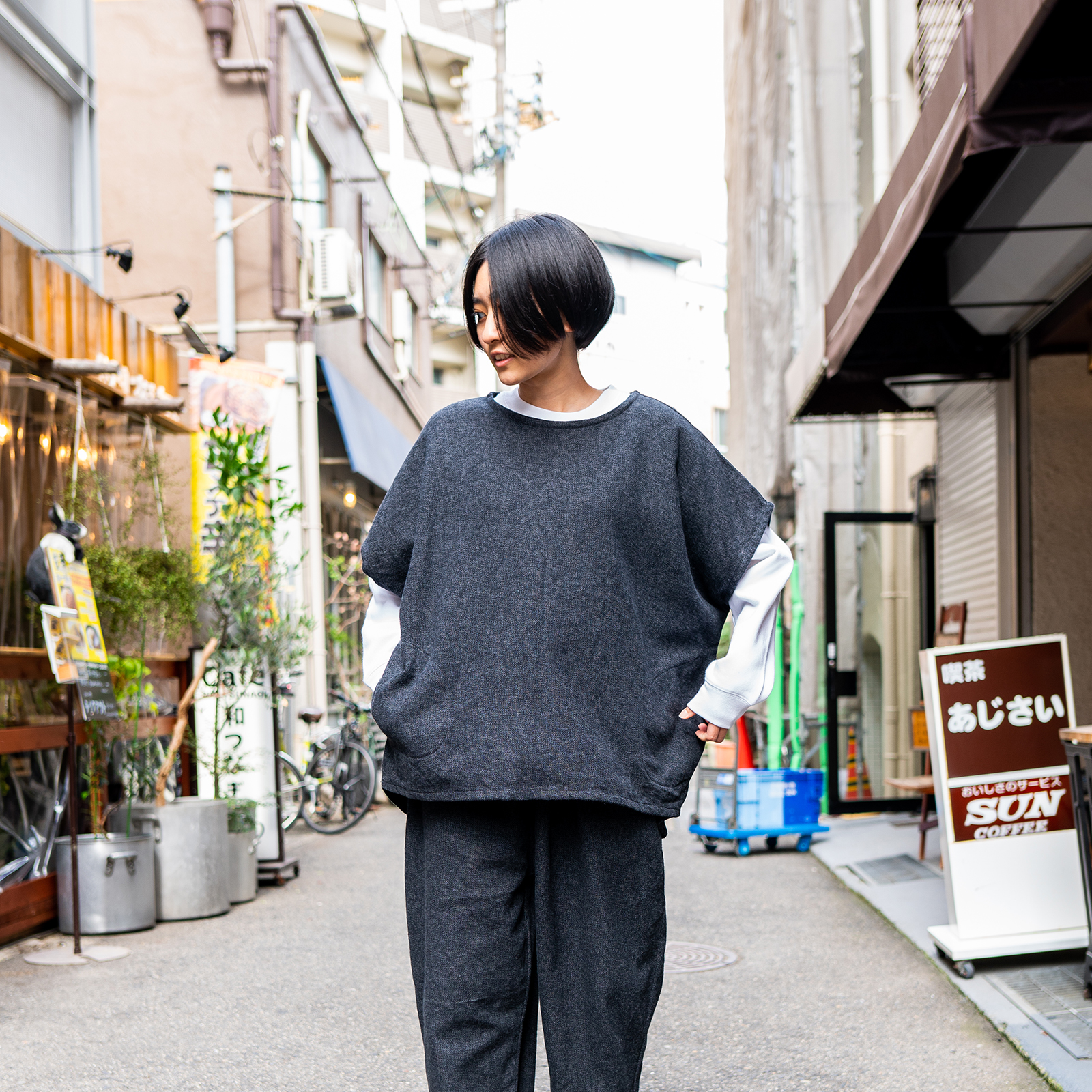 Tweed Cotton - Charcoal