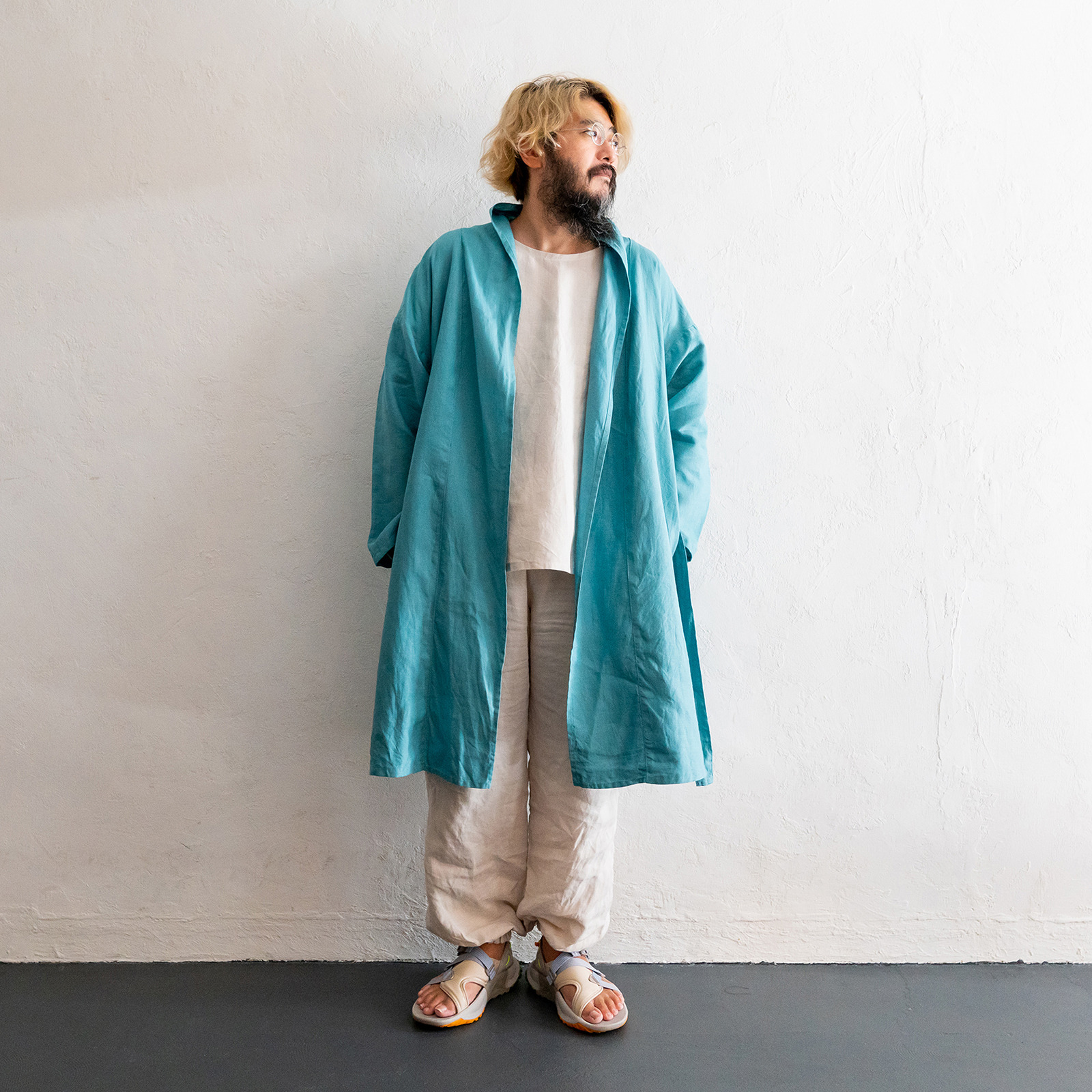 Linen - Cream Turquoise