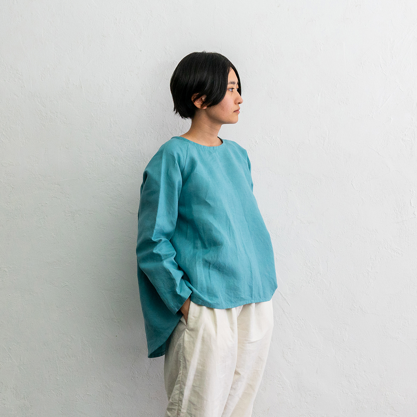 Linen - Cream Turquoise