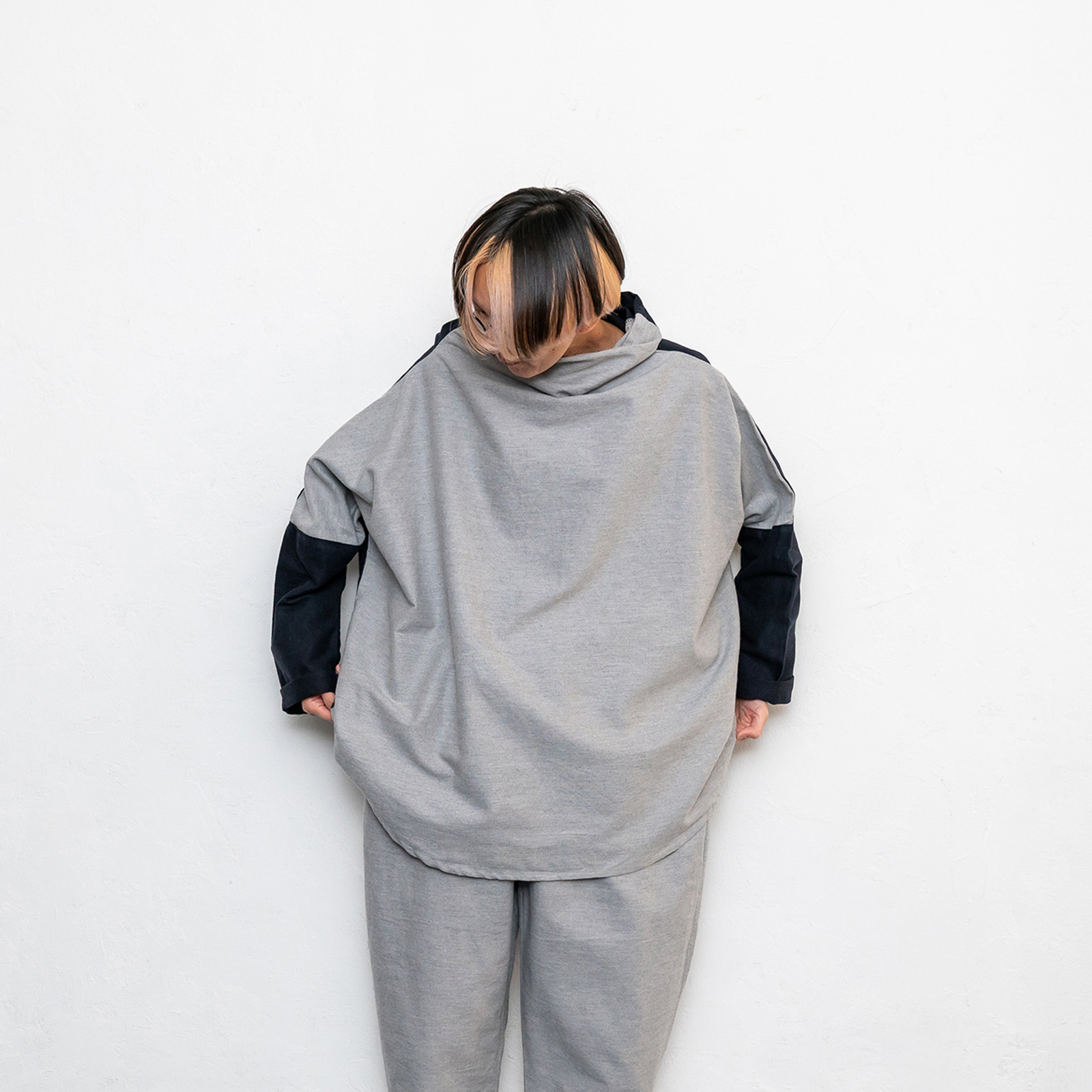 Cotton Flannel - Dark Navy x Lyte Gray