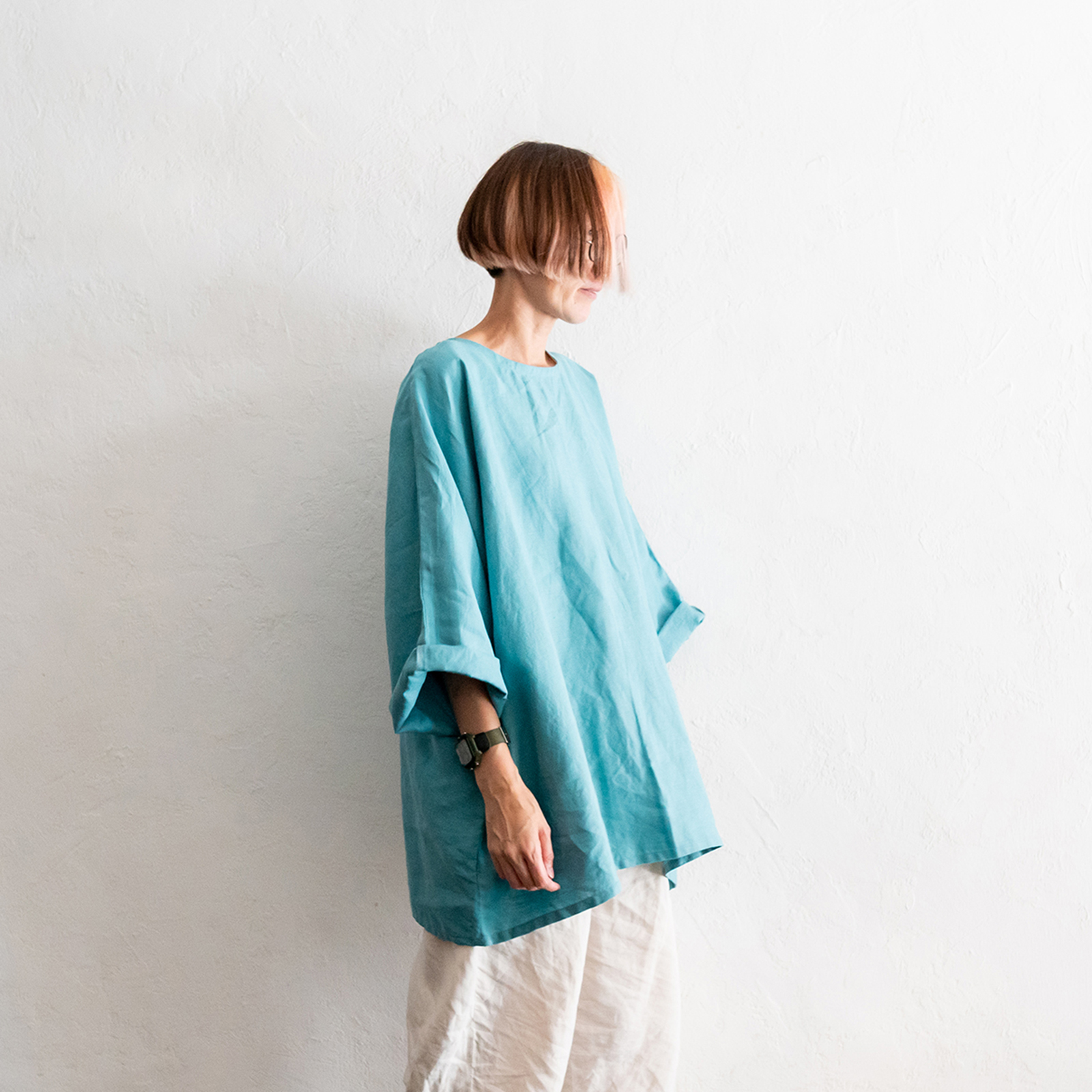 Linen - Cream Turquoise