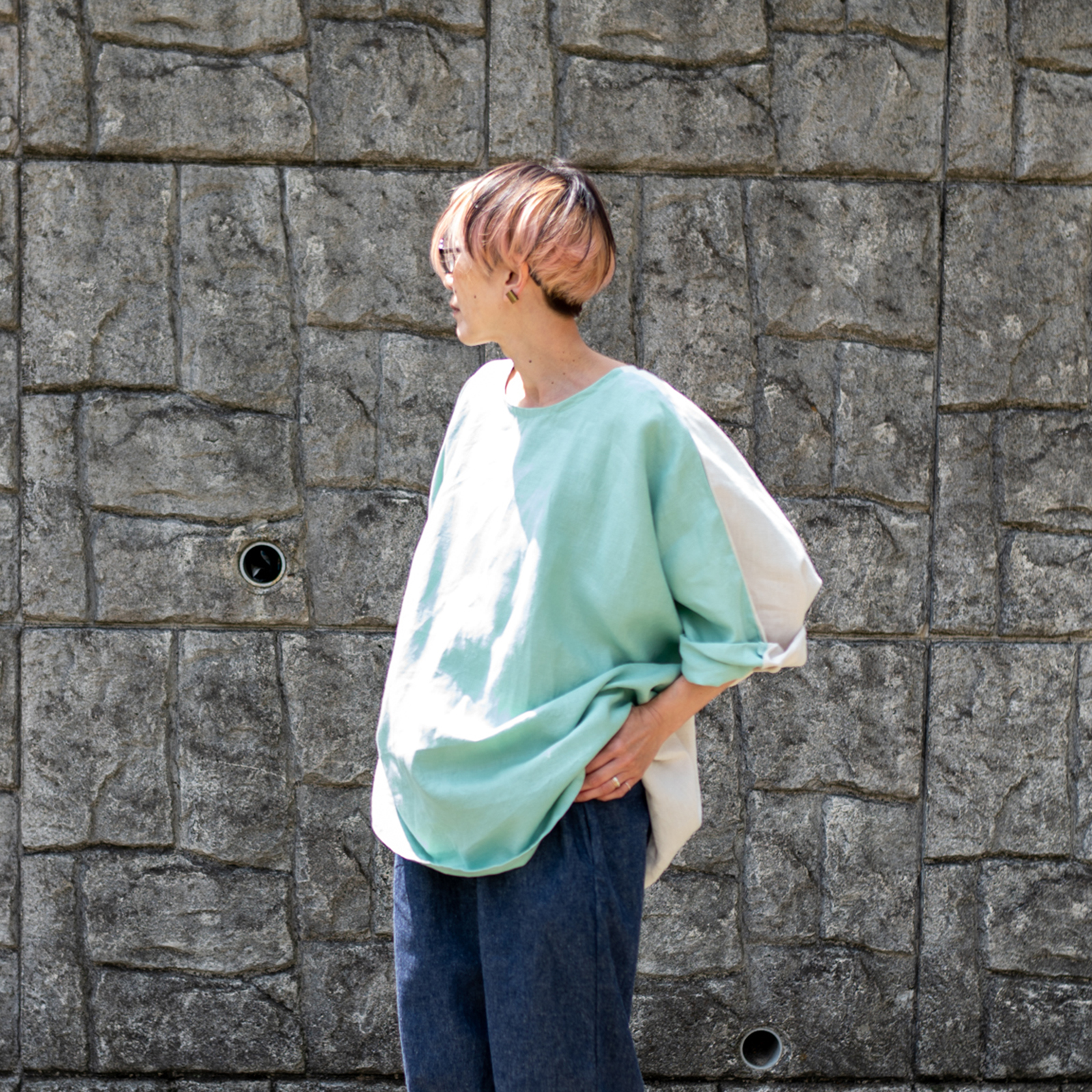 Linen - Mushroom x Cream Mint