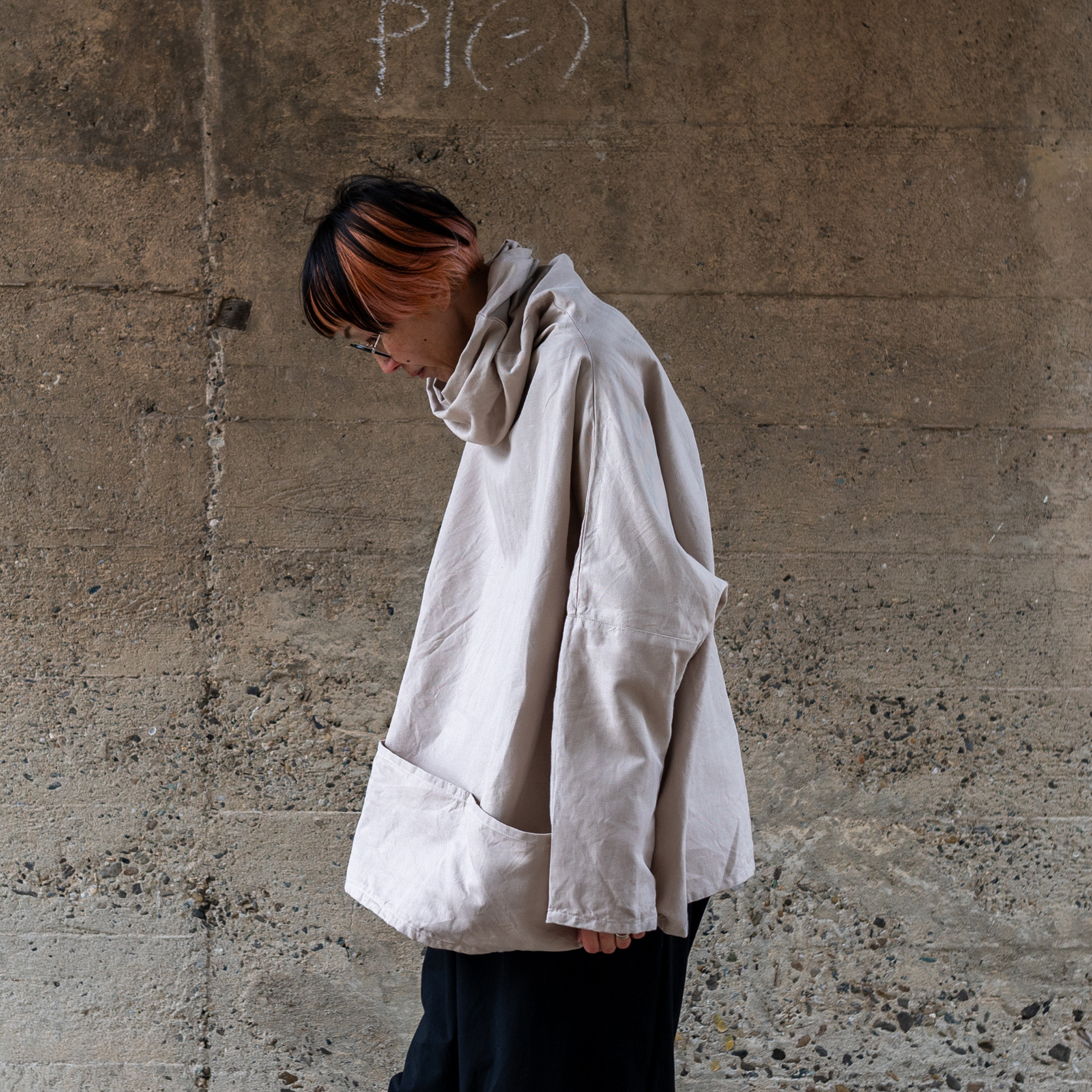 Long / CottonLinen - Greige Herringbone